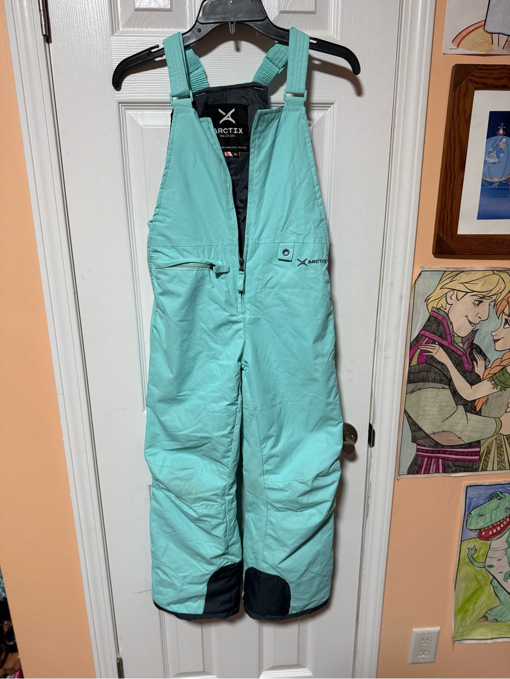Arctix Girls' Mint Green Snow Bib Pants with Black Cuff Reinforcement
